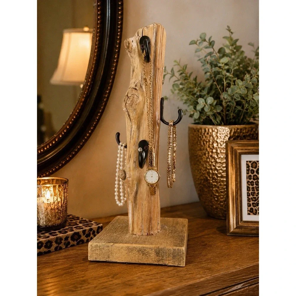 Rustic Driftwood Jewelry Holder Necklace Stand Tree Display 14